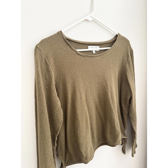 TEXTURE & THREAD Madewell Olive Green Textured Tie Top Women's L - Picture 2 of 6